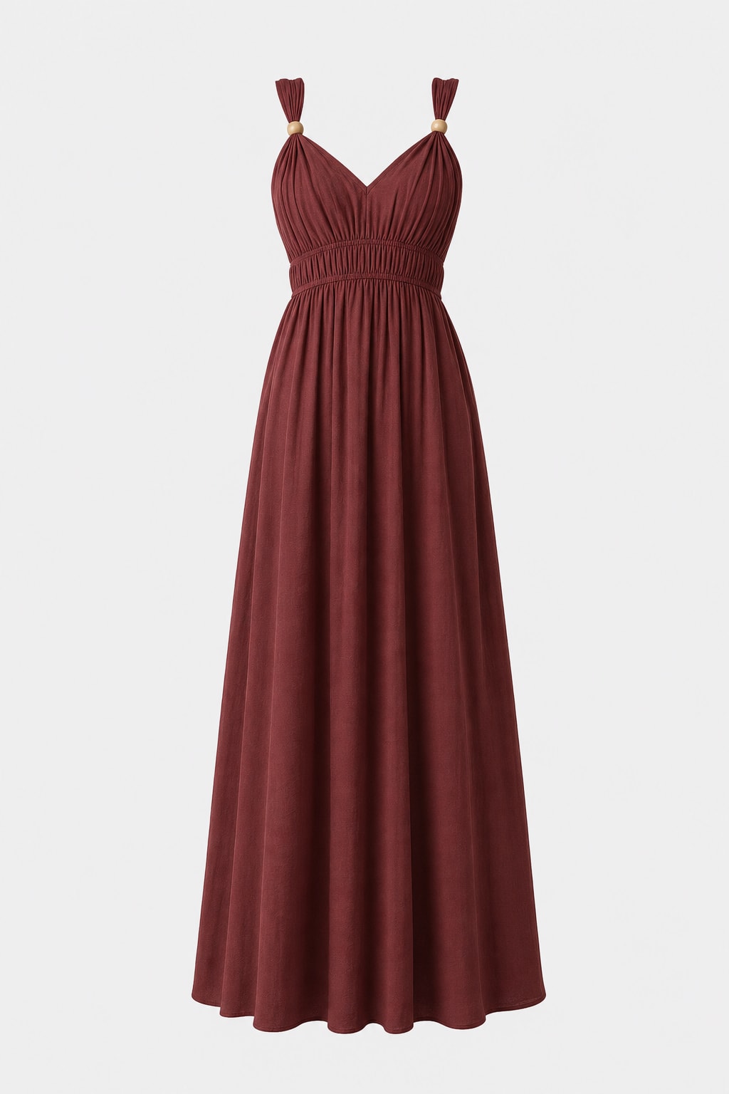 Textured Maxi Dress with Beaded V-Neck - 1