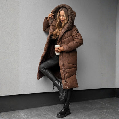 Quilted Hooded Coat Below Hip Length - view 5