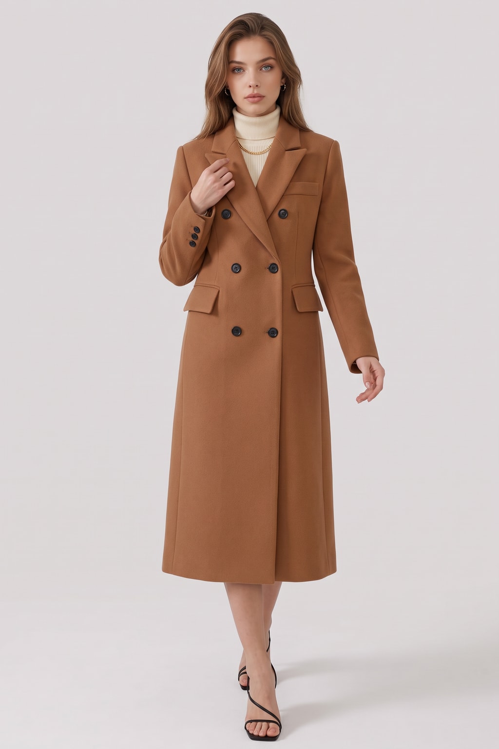 Wool Coat Double-Breasted Tailored Winter Style - 5