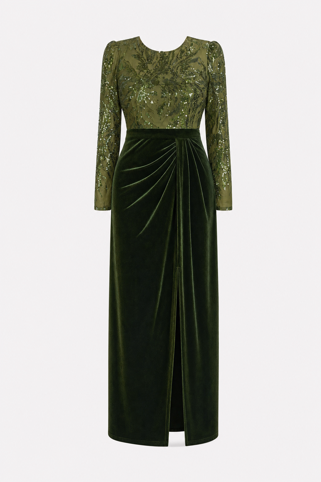 Velvet Plus Size Evening Dress with Thigh-High Slit - 1