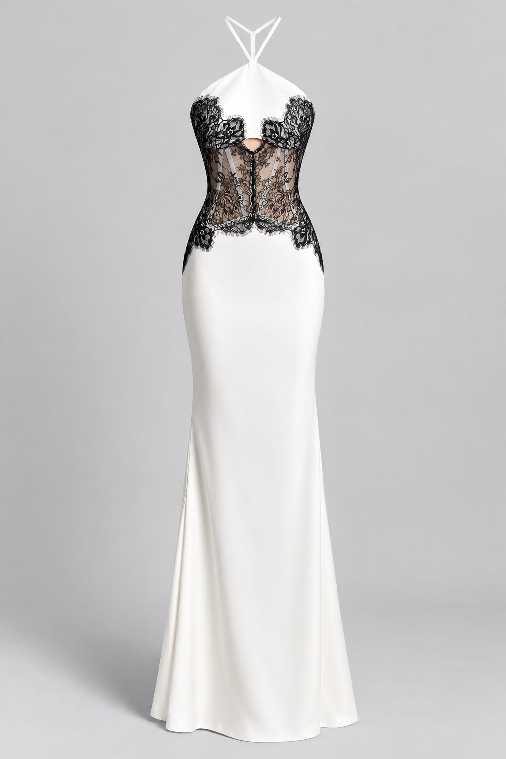 Lace Maxi Dress With Halter Neck - 5
