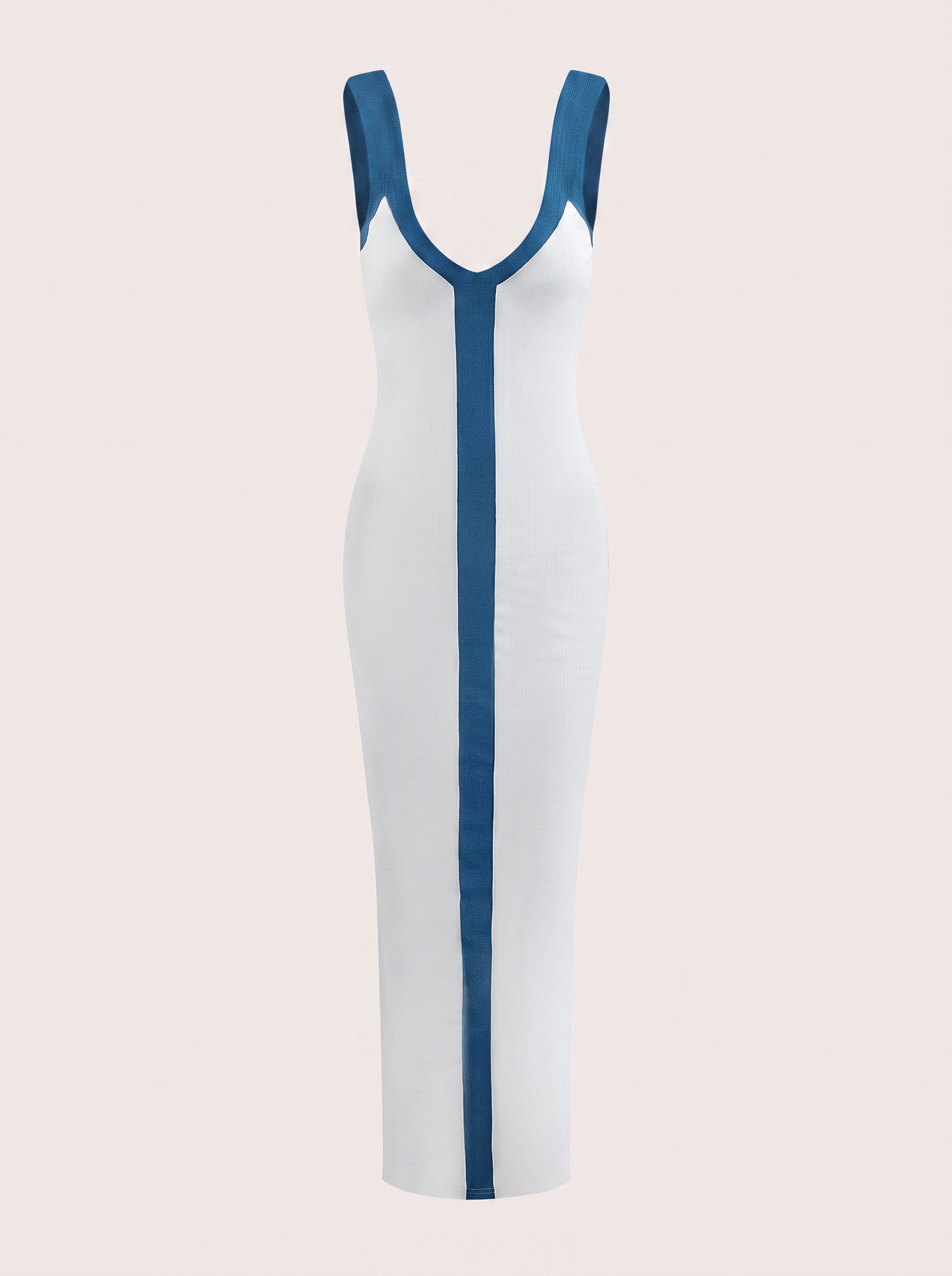 Ribbed colorblock maxi dress with side split