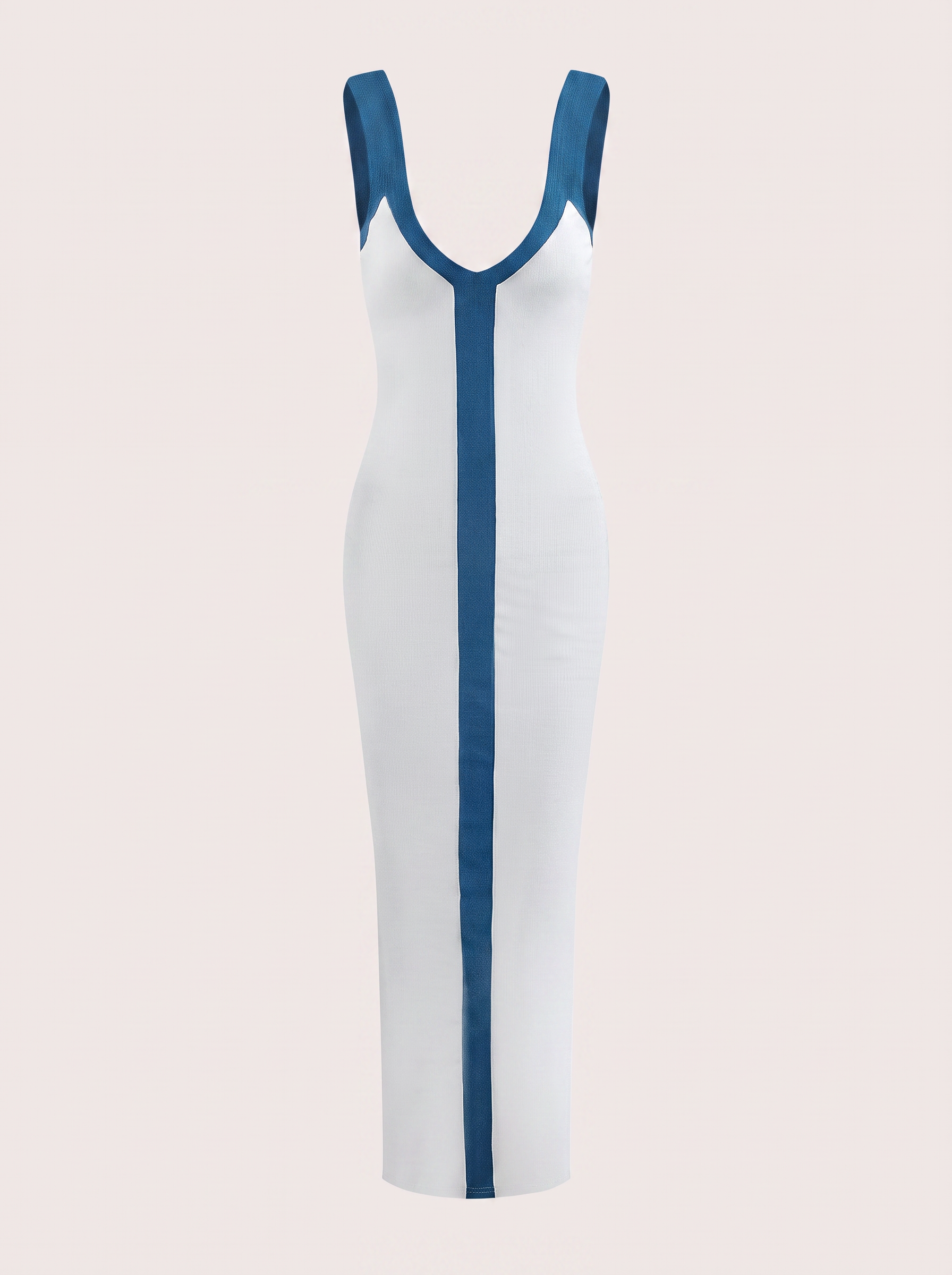 Ribbed colorblock maxi dress with side split
