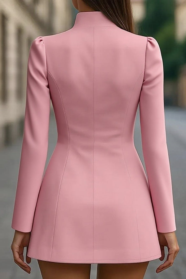 Stand Collar Long Sleeve Mini Dress - view 5