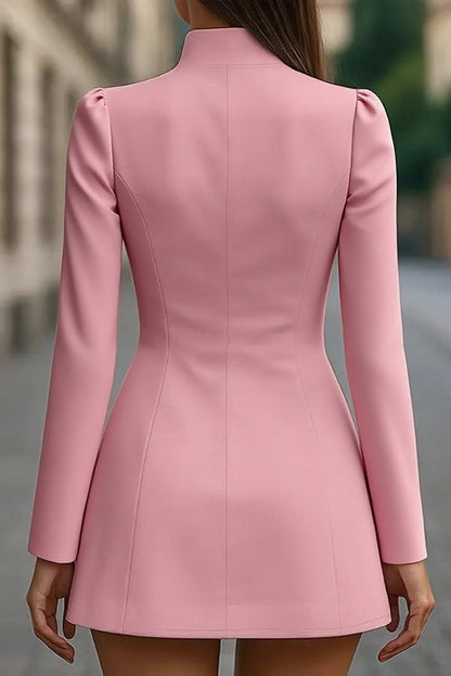 Stand Collar Long Sleeve Mini Dress - view 5
