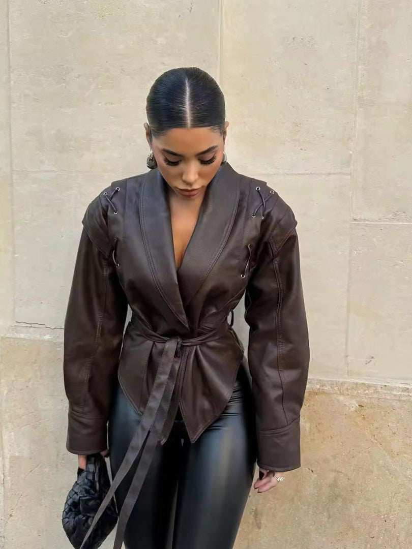 Relaxed Leather Biker Jacket - view 2