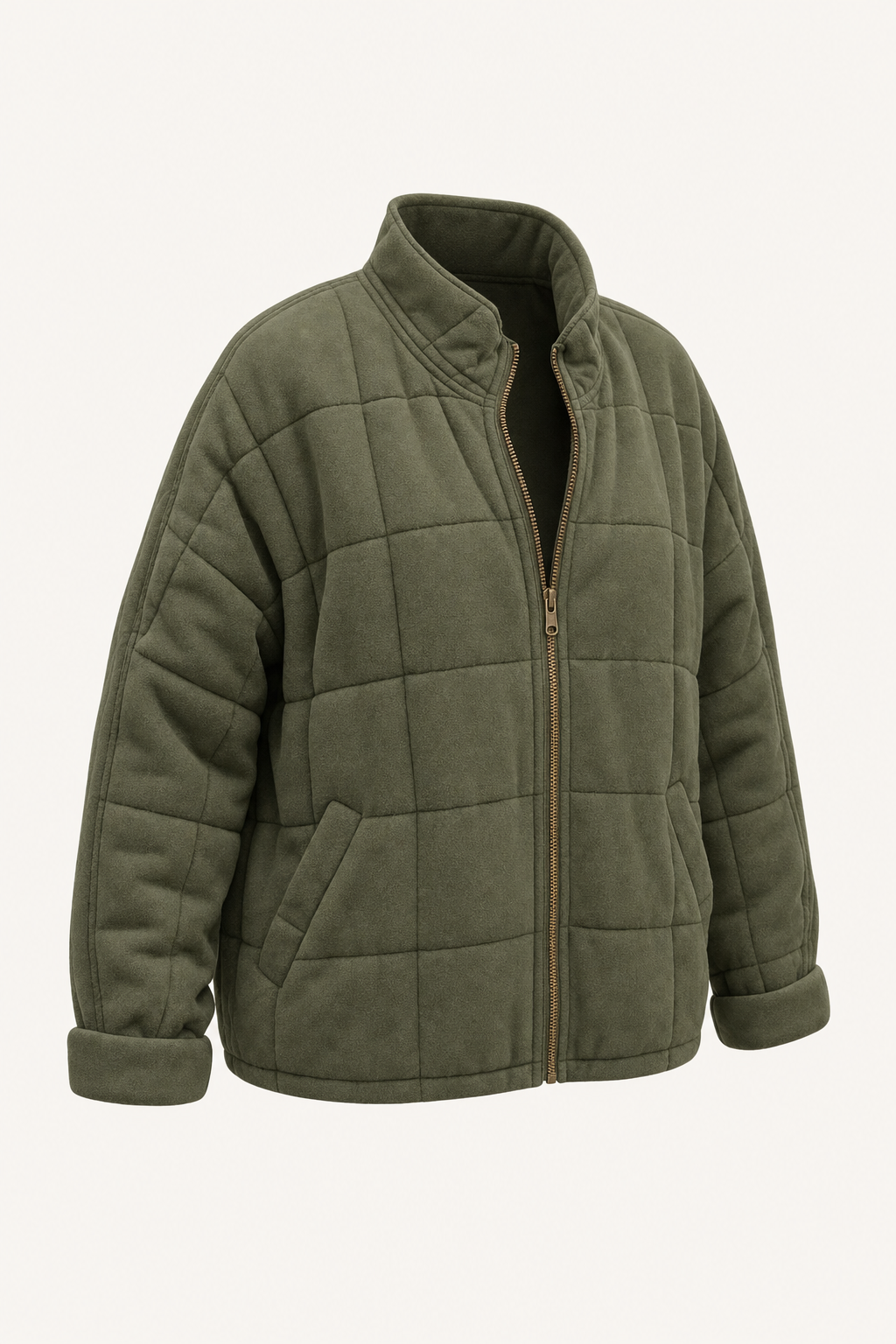 Quilted puffer jacket with high funnel neck