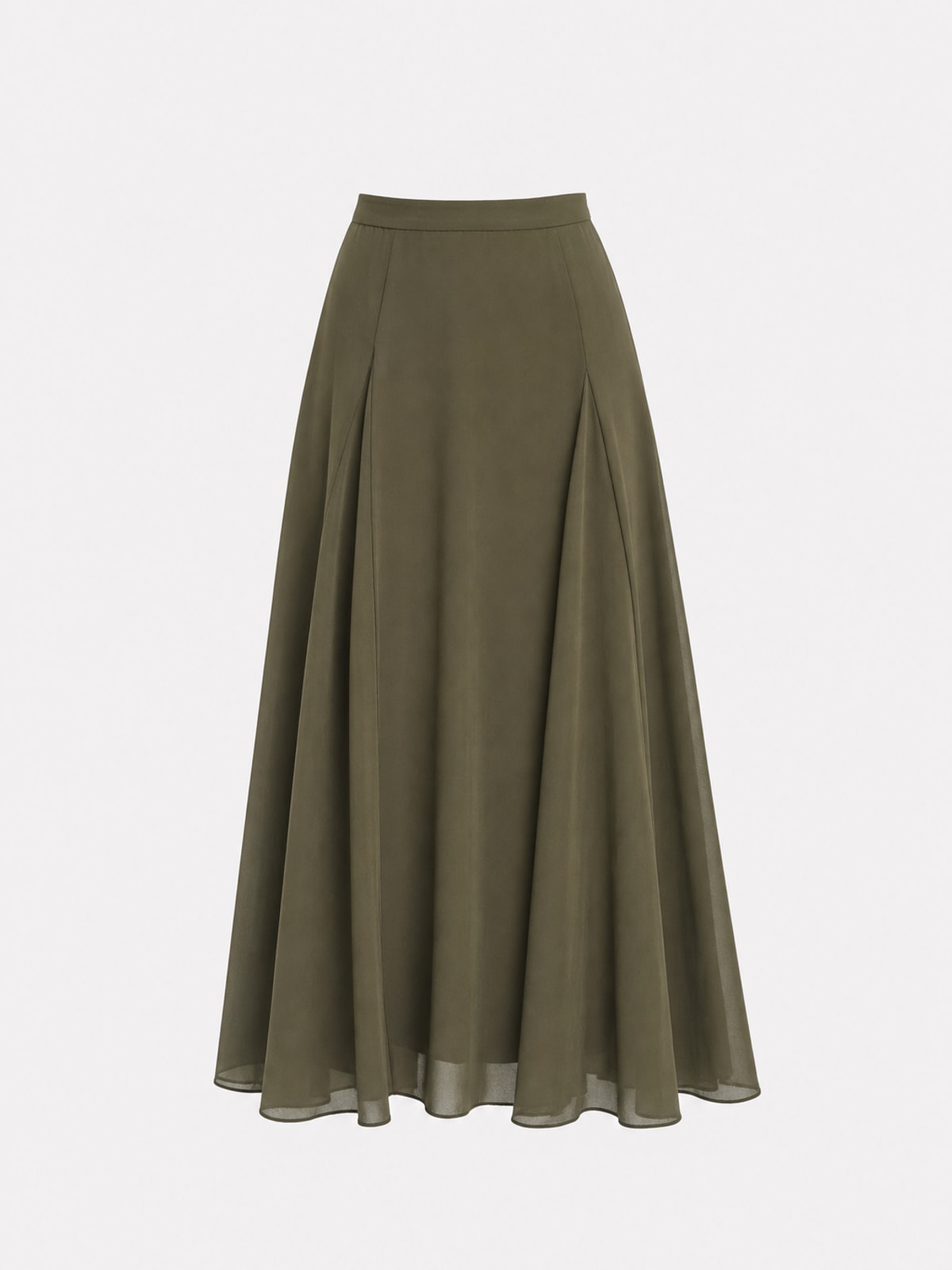Green Mesh Midi Skirt With Comfort Elastic Waist - 1