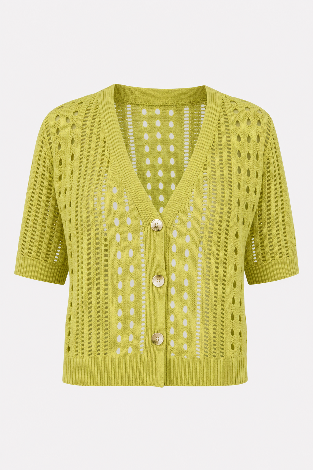 Effortless Open Knit Short Sleeve Cardigan - 1