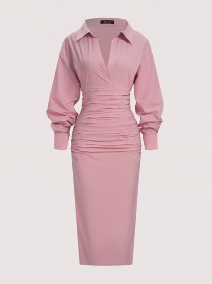 Polyamide Blend Ruched Midi Dress - view 7