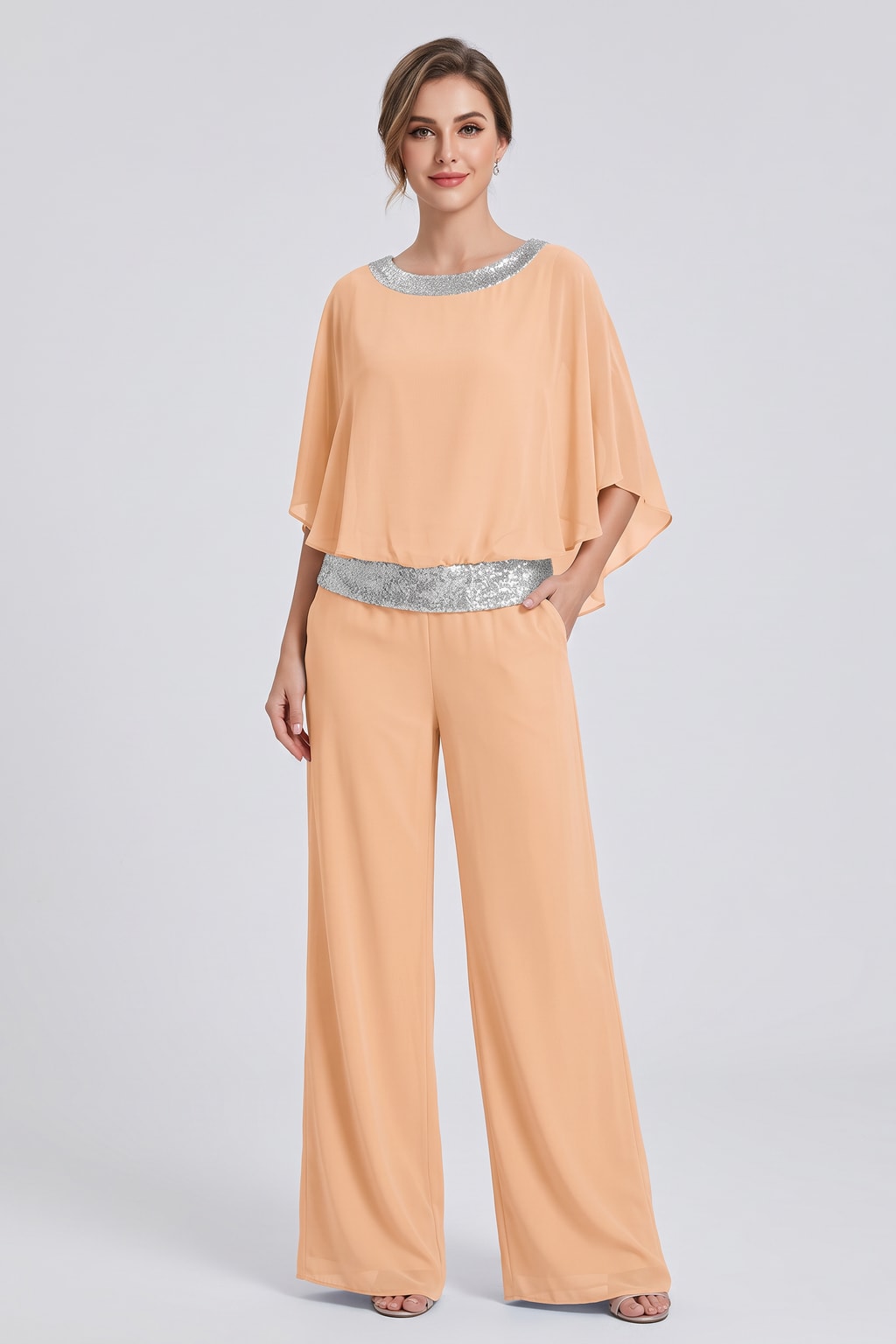 Elegant Polyester Two Piece Set With Wide-Leg Pants - 9