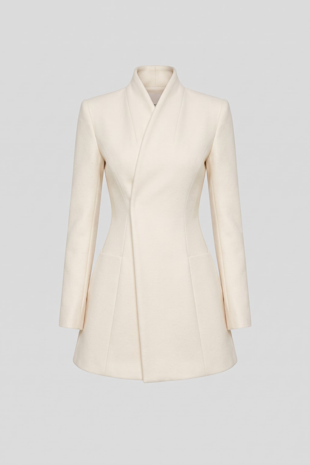 Tailored Fabric Mini Dress With High Neck - 1