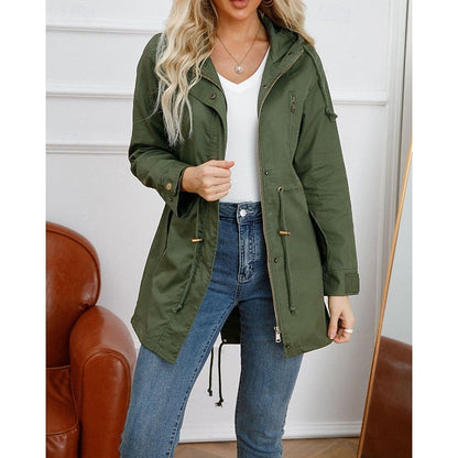 Hooded Utility Coat with Drawstring Waist - view 4
