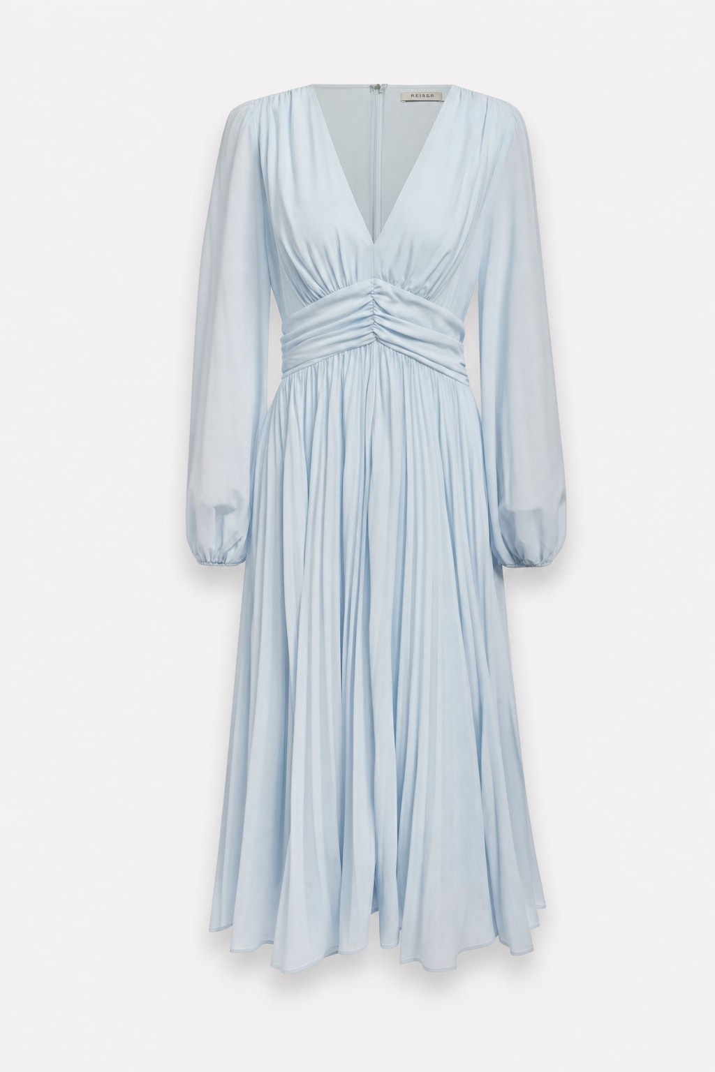 Chiffon Balloon Sleeve A-Line Midi Dress - 1