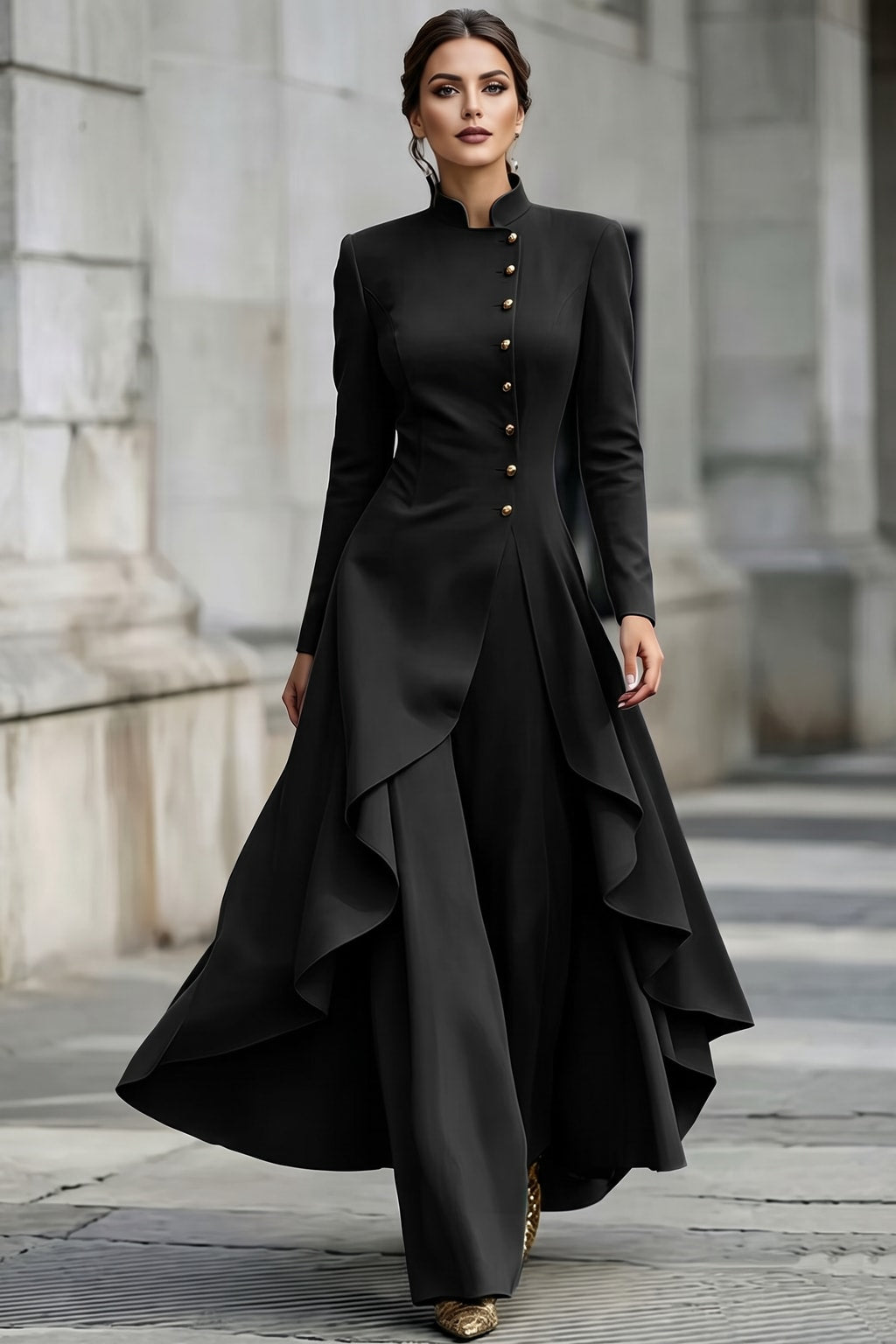 Polyester Two-Piece Set With High-Low Top And Wide-Leg Pants - 9