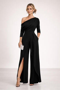 One-Shoulder Wide-Leg Jumpsuit - 2