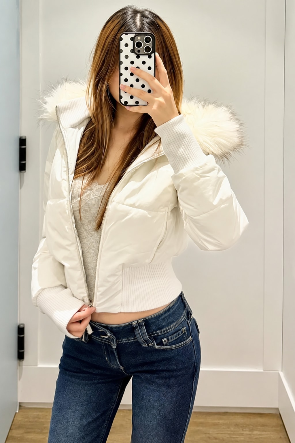 Cotton Jacket Fur Collar Hooded Winter Coat - 5