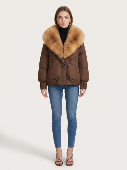 Fur Collar Short Puffer Coat in Five Colors - view 4