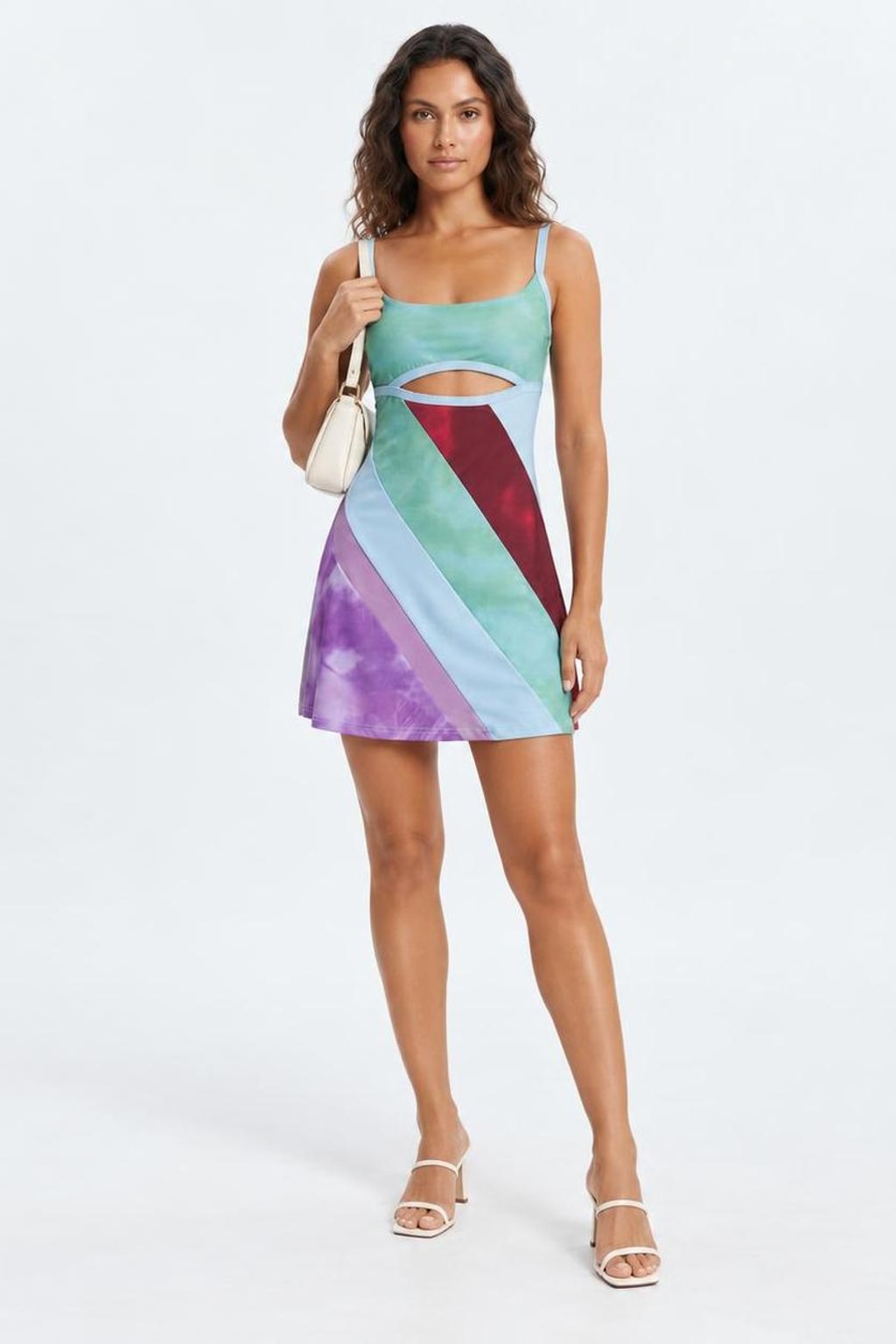 Patchwork Cut-Out Mini Dress for Women - 3