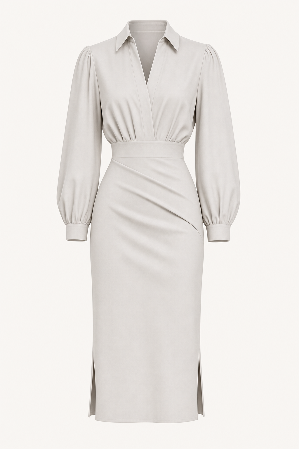 Lapel Neckline Midi Dress