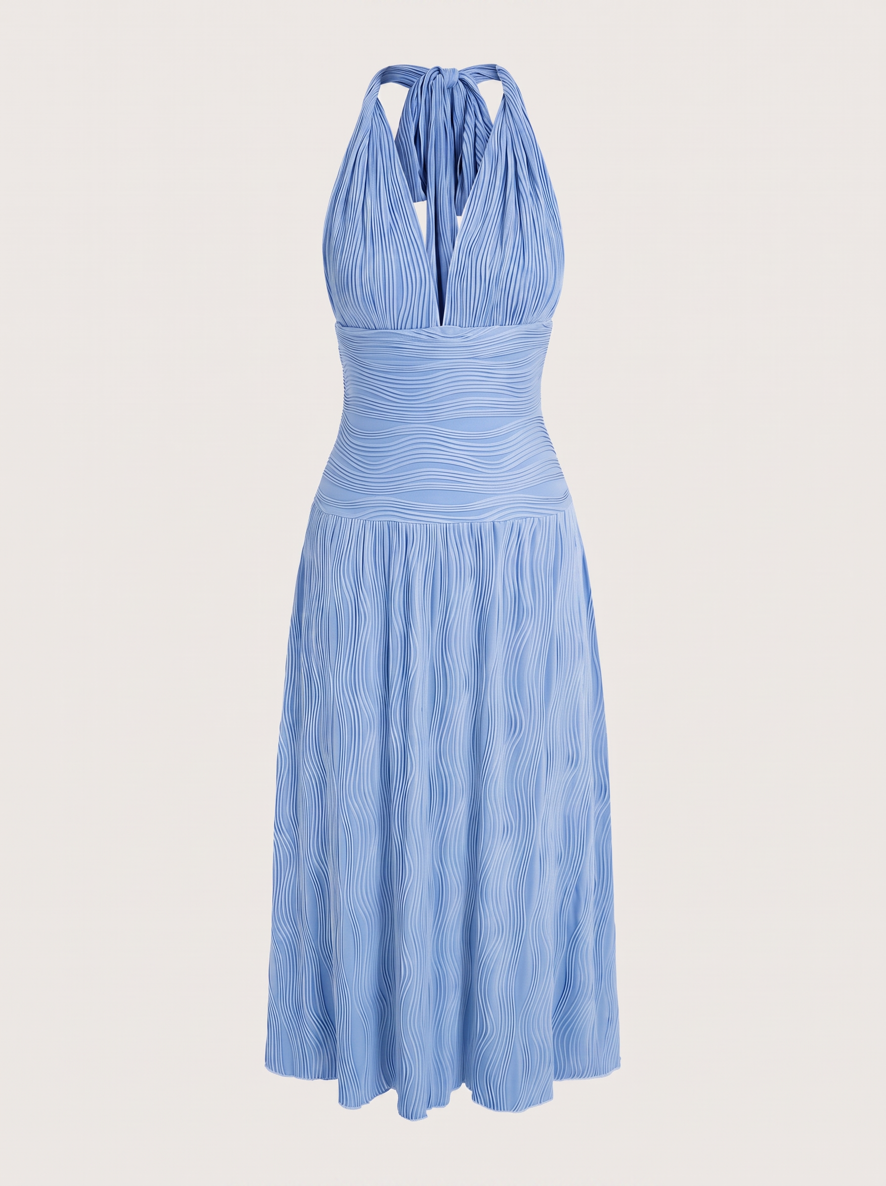Halter Maxi Dress With Tie Neck in Baby Blue