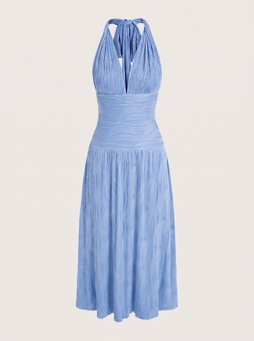 Halter Maxi Dress With Tie Neck in Baby Blue