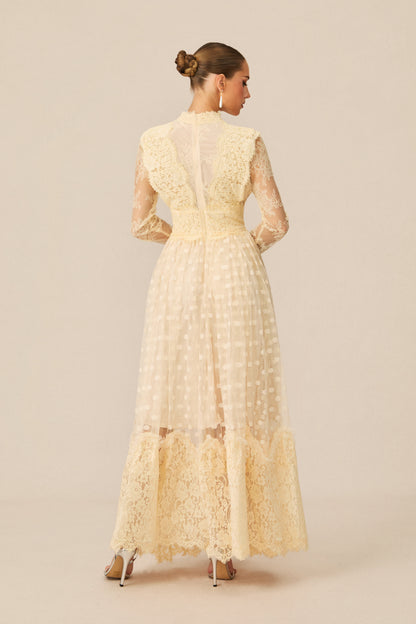Polka Dot Embroidered Lace Maxi Dress - view 4