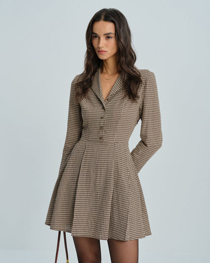 Brown Gingham Cotton Shirt Dress - view 2
