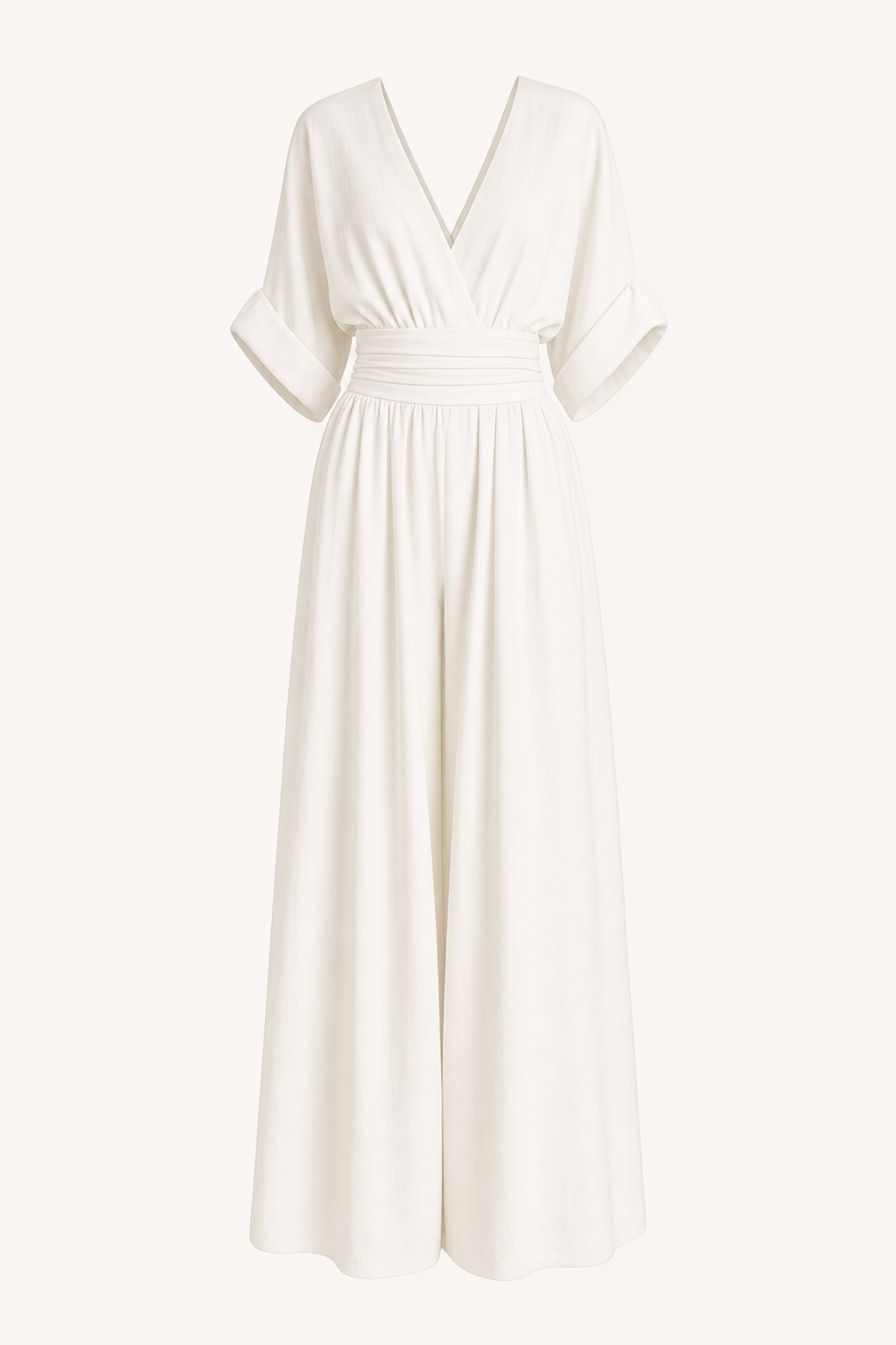 Wide leg V-neck jumpsuit with draped waist