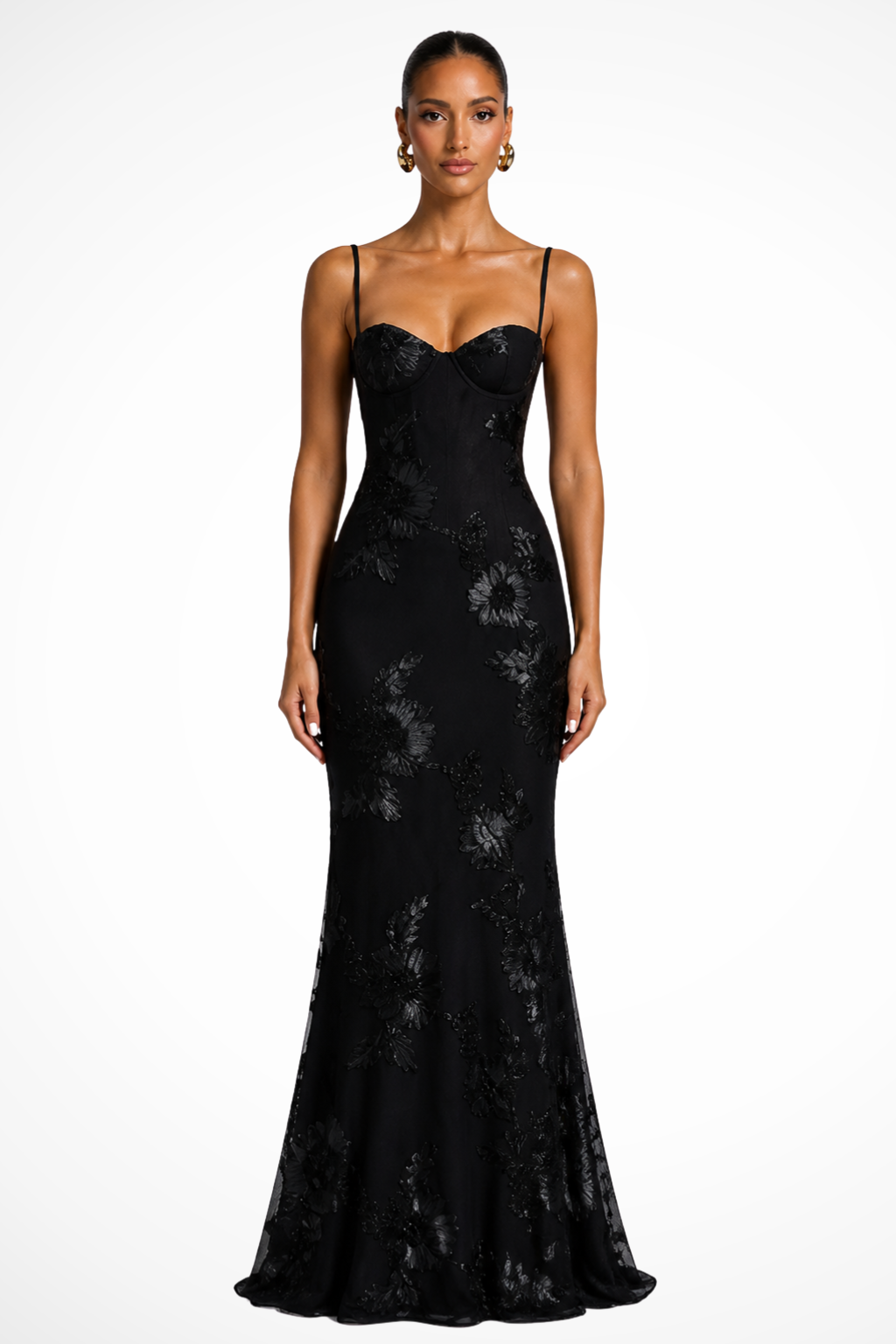Embroidered Maxi Dress With Mermaid Silhouette - 6
