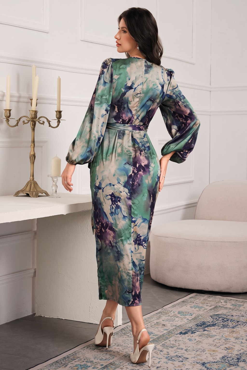 Printed Wrap Midi Dress - 3
