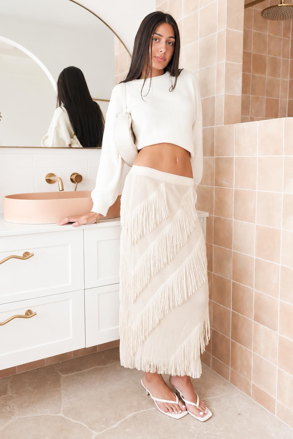 Polyester Midi Skirt With Fringe - 2
