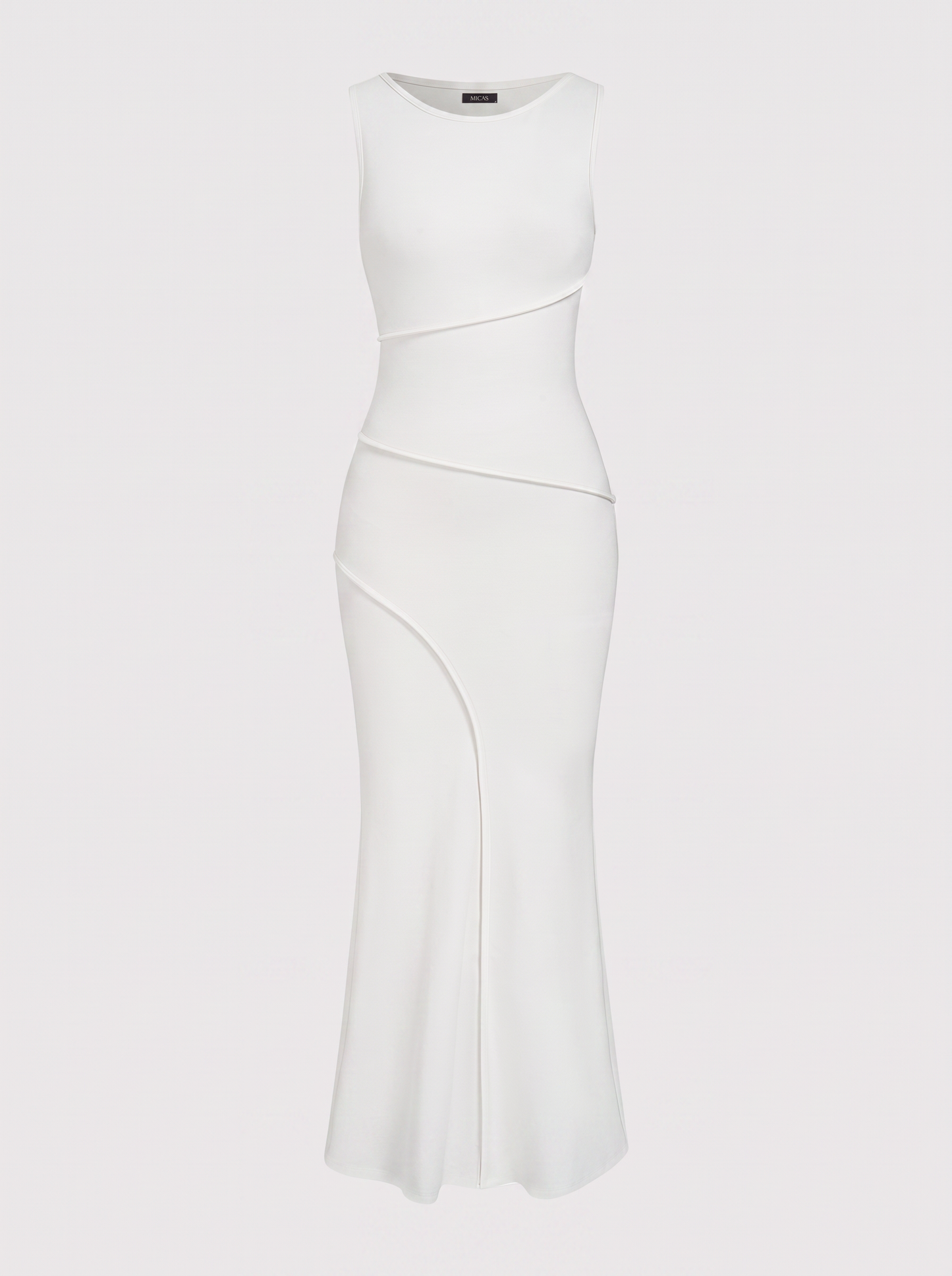 Asymmetric Jersey Maxi Dress in White