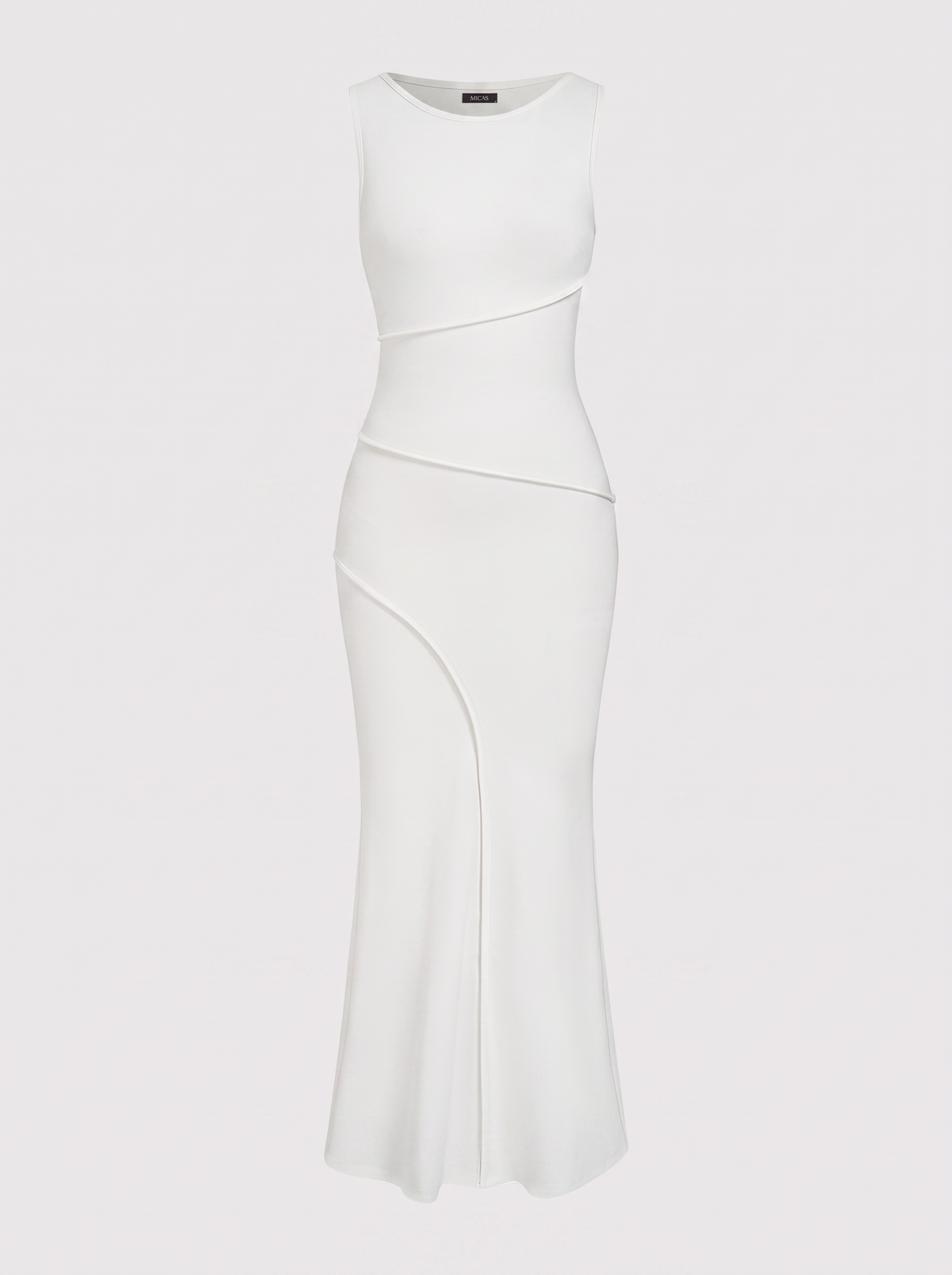 Asymmetric Jersey Maxi Dress in White