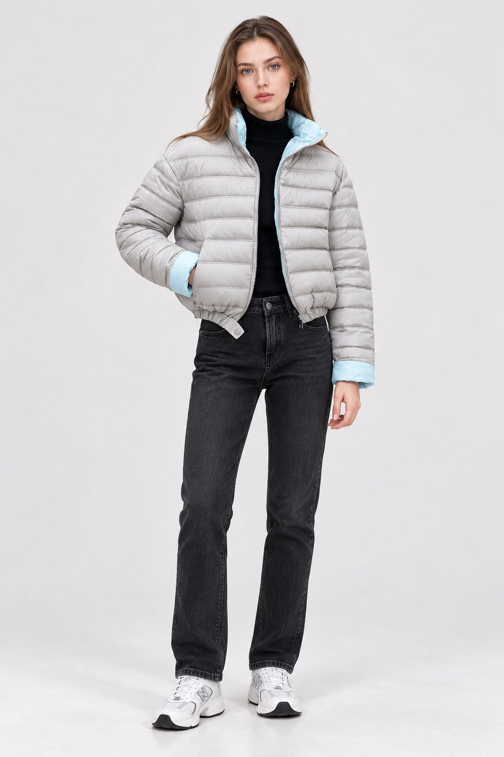 Women Stand Collar Short Parka Winter Padded Jacket - 2