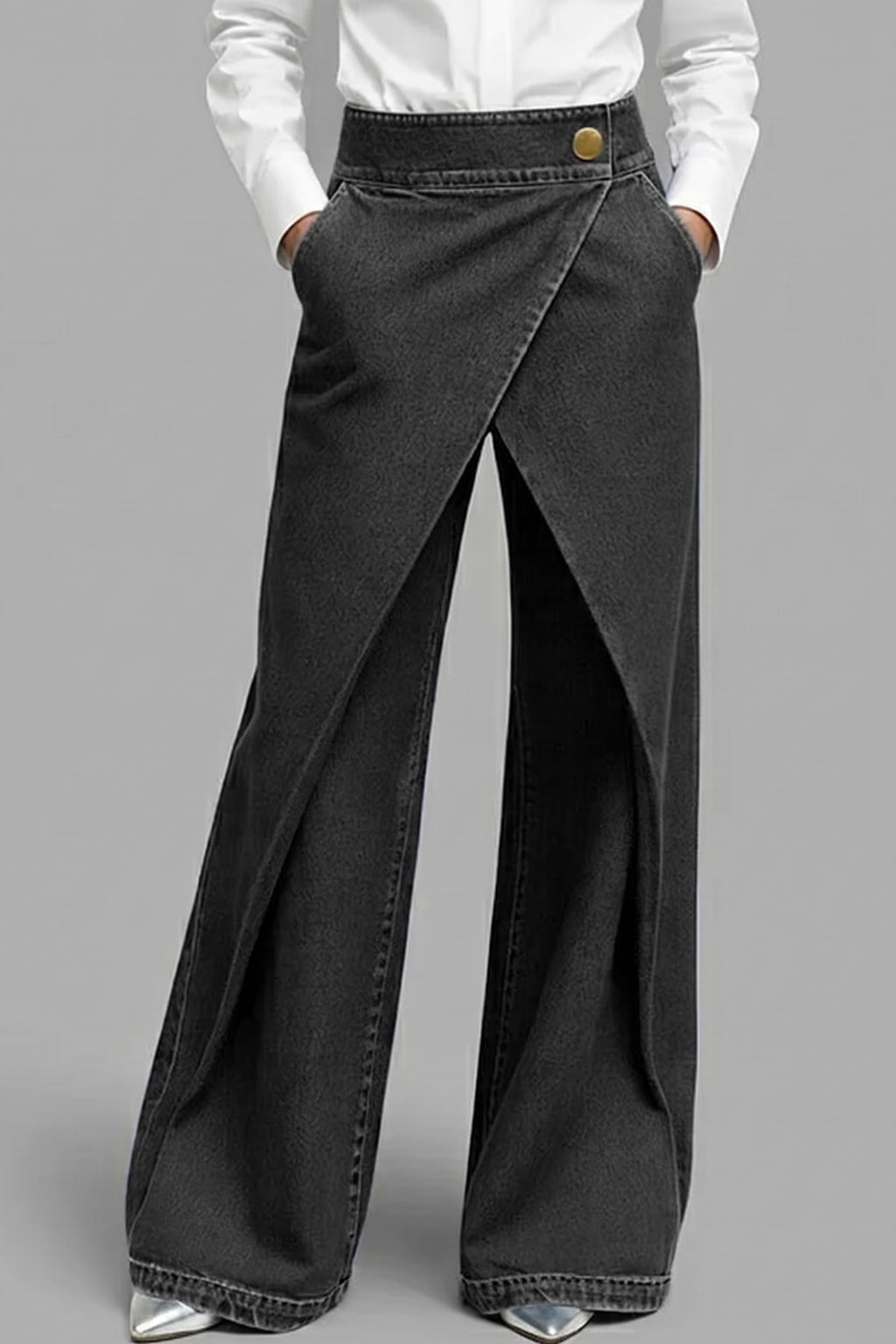 Denim Jeans High-Waisted Crossover - 4