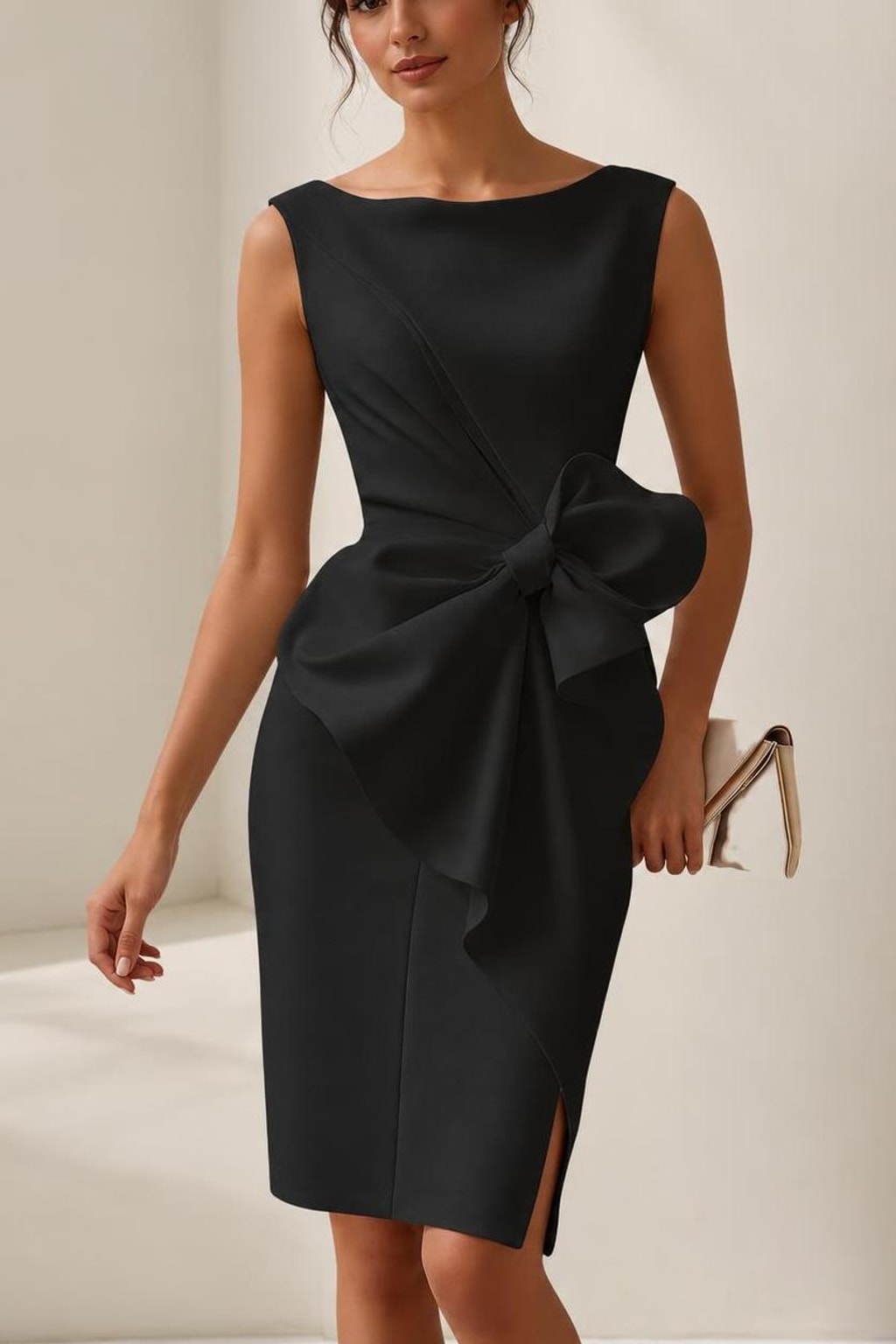 Sleeveless Dress With Sculpted Bow Detail - 6