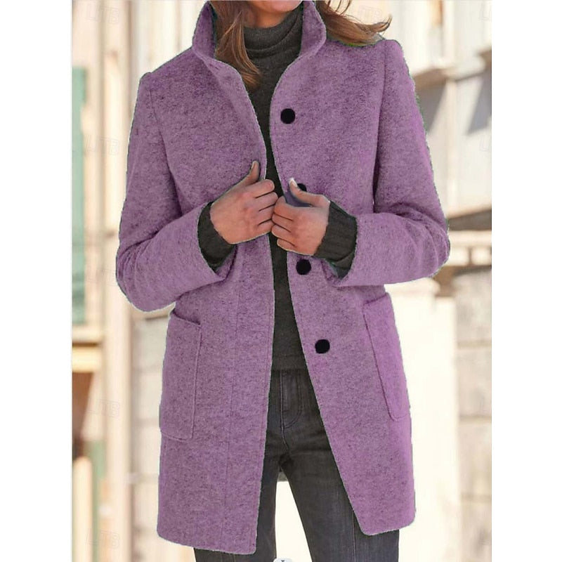 Stand-collar tailored coat - view 3