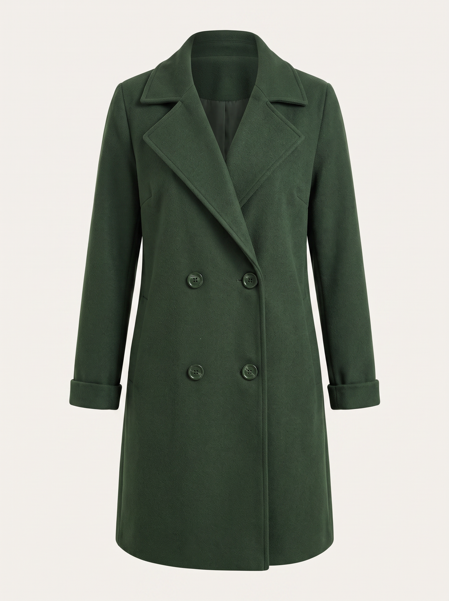 Double-Breasted Longline Coat with Notched Lapels