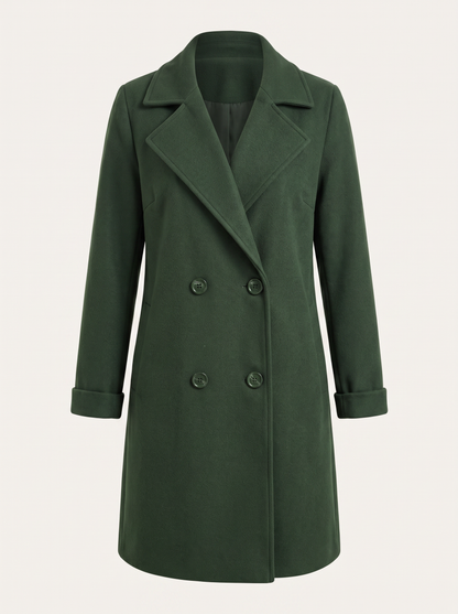 Double-Breasted Longline Coat with Notched Lapels
