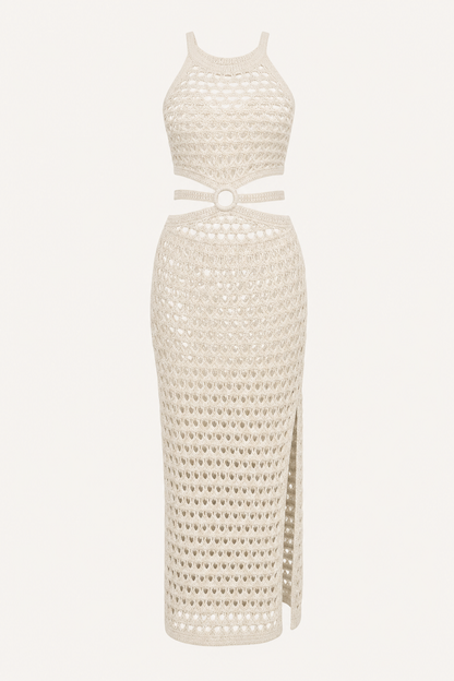Ring Cutout Waist Knit Maxi Dress