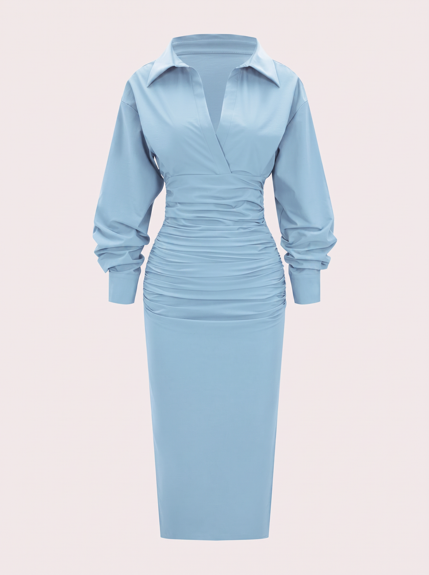 Polyamide Blend Ruched Midi Dress
