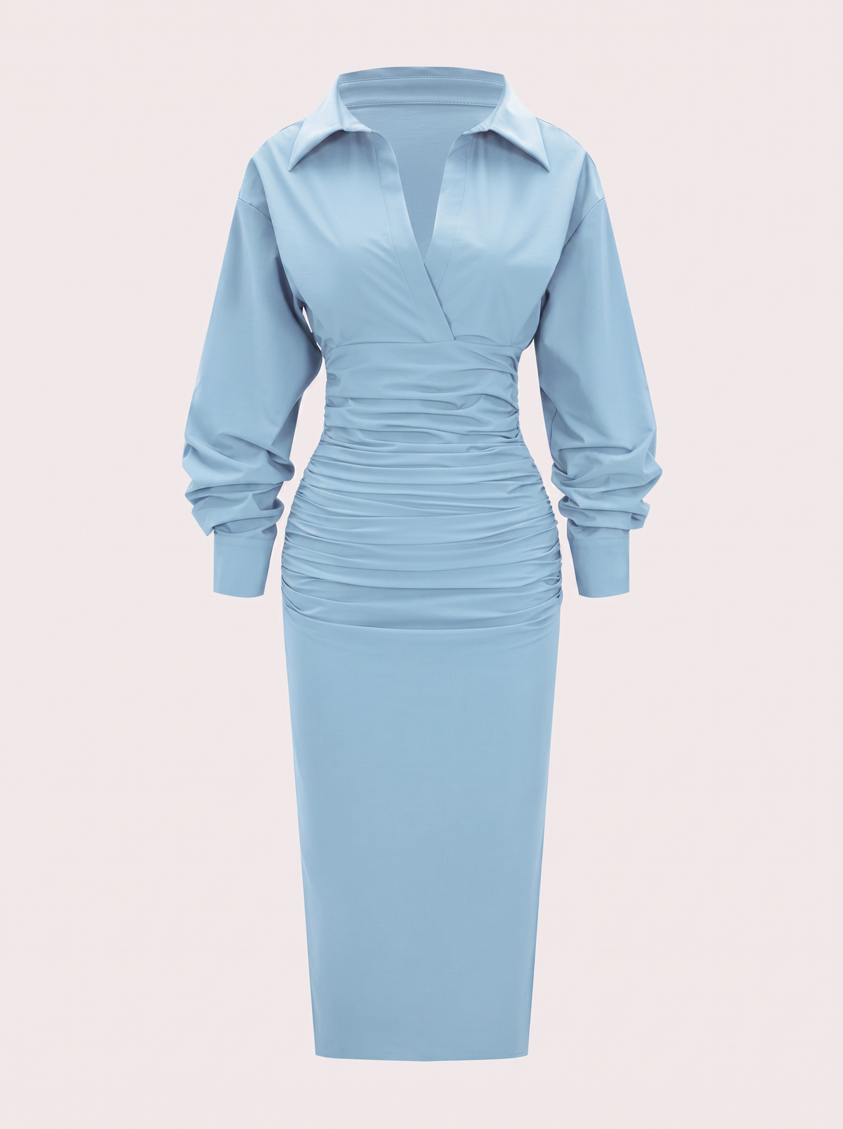 Polyamide Blend Ruched Midi Dress