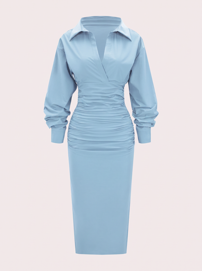 Polyamide Blend Ruched Midi Dress