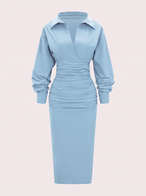 Polyamide Blend Ruched Midi Dress