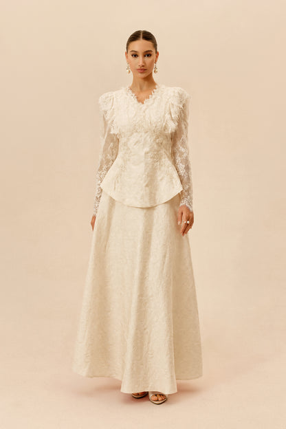 Beaded Embroidery Jacket and Flared Skirt Set - view 2