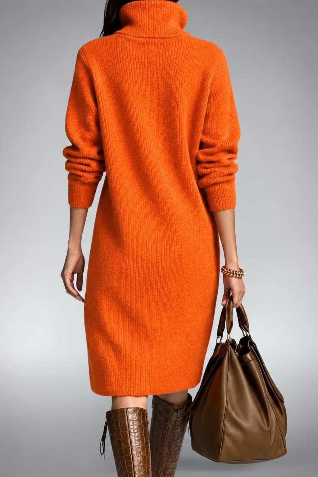 Midi Dress With Button-Collar Neckline - 3