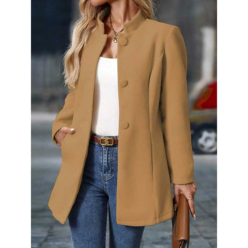 Stand collar coat with pockets - view 10