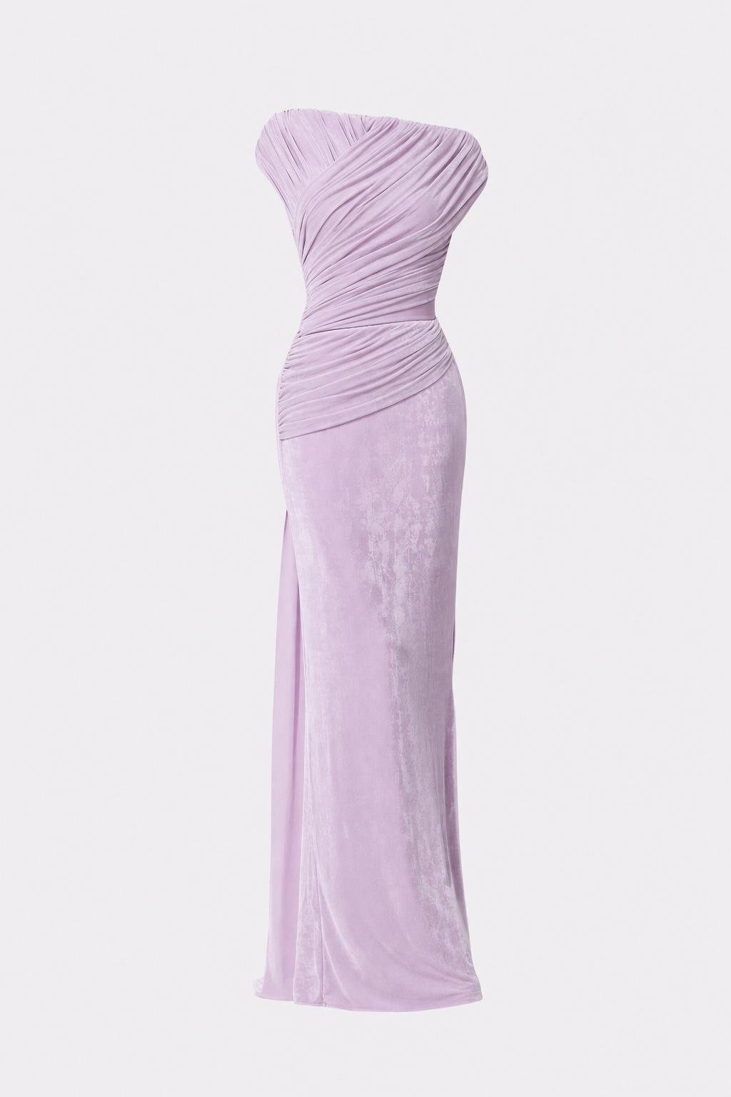One-Shoulder Velvet Maxi Dress in Purple