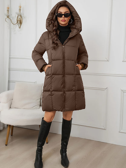 Hooded Longline Puffer Coat, Full Zip - view 4